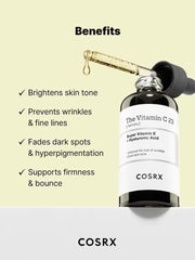 COSRX Pure Vitamin C 23% Serum with Vitamin E & Hyaluronic Acid, Brightening & Hydrating Facial Serum for Fine Lines, Uneven Skin Tone & Dull Skin, 20ml